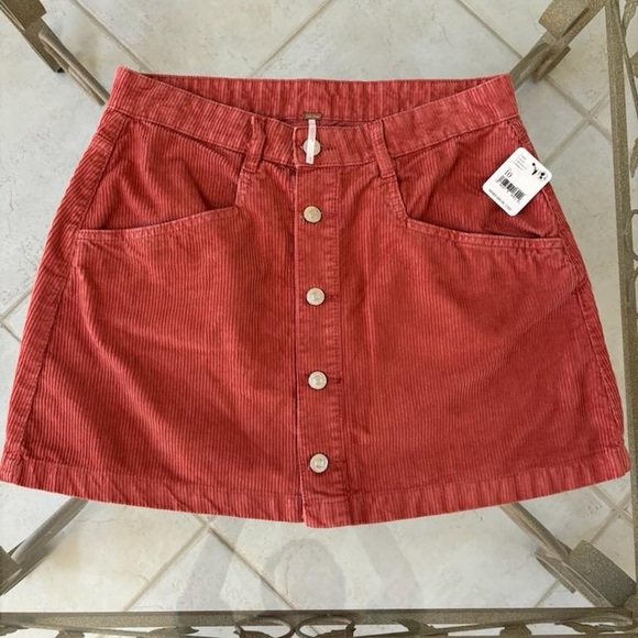 New Free People Ray Corduroy Button Front Mini Skirt in Mrryh - Picture 3 of 4